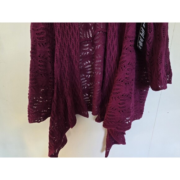 Woman Within Cardigan Womens 2X 26/28 Sweater Purple Crochet Knit Duster Plus - Picture 3 of 9